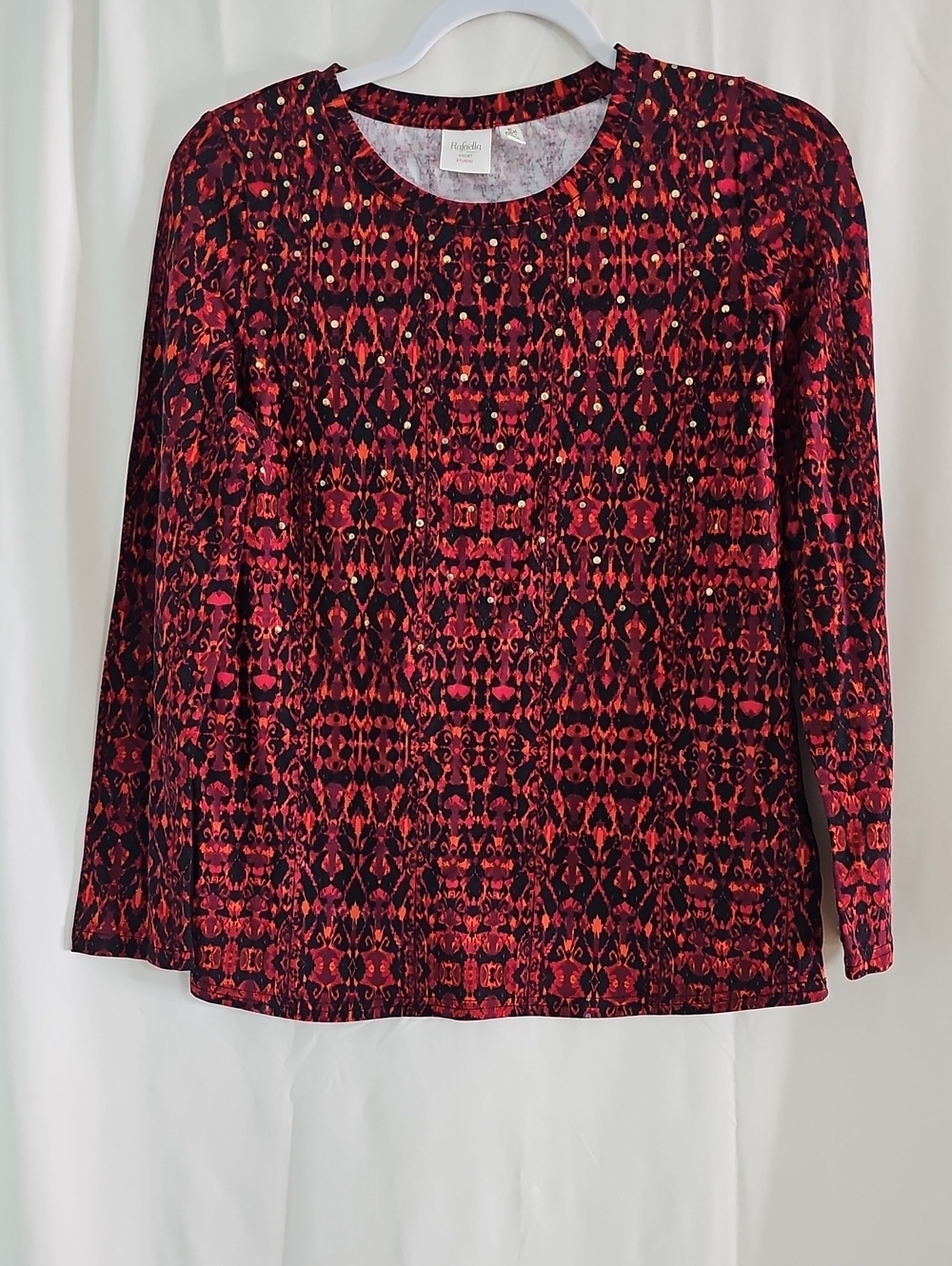 Rafaella Black and Red Patterned Long Sleeve Top